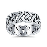 Celtic Oxidized Band Solid 925 Sterling Silver Thumb Ring (7mm)