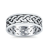Celtic Ring Oxidized Band Solid 925 Sterling Silver Thumb Ring (8mm)