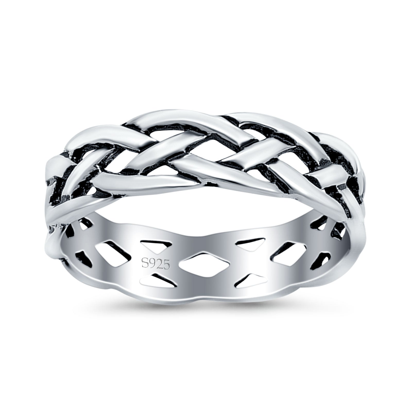 Celtic Oxidized Band Solid 925 Sterling Silver Thumb Ring (6mm)