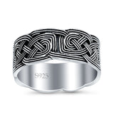 Celtic Oxidized Band Solid 925 Sterling Silver Thumb Ring (9mm)