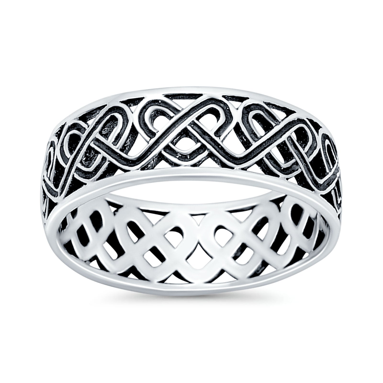 Celtic Oxidized Band Solid 925 Sterling Silver Thumb Ring (7mm)