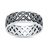 Celtic Oxidized Band Solid 925 Sterling Silver Thumb Ring (7mm)