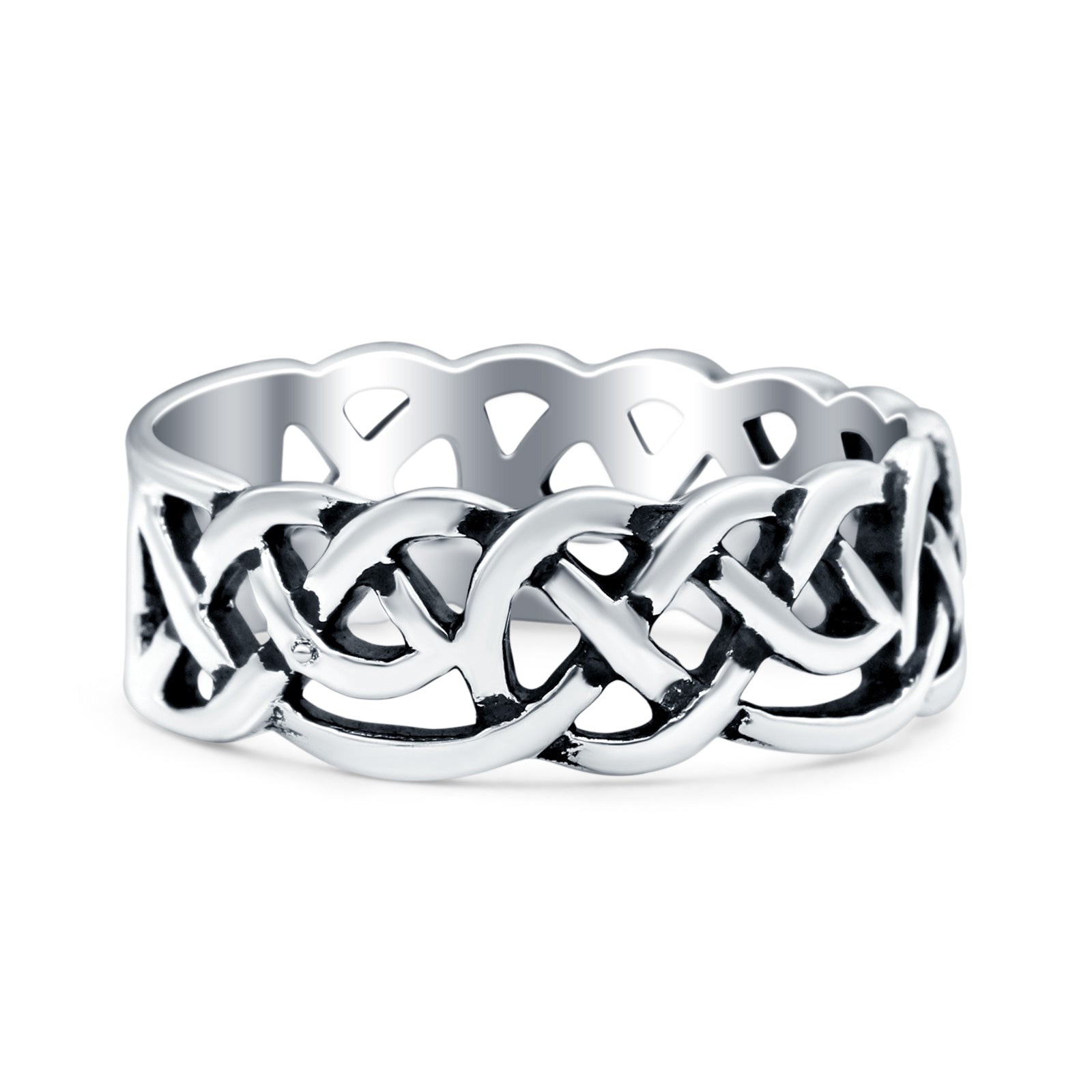 Celtic Oxidized Band Solid 925 Sterling Silver Thumb Ring (7mm)