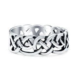 Celtic Oxidized Band Solid 925 Sterling Silver Thumb Ring (7mm)
