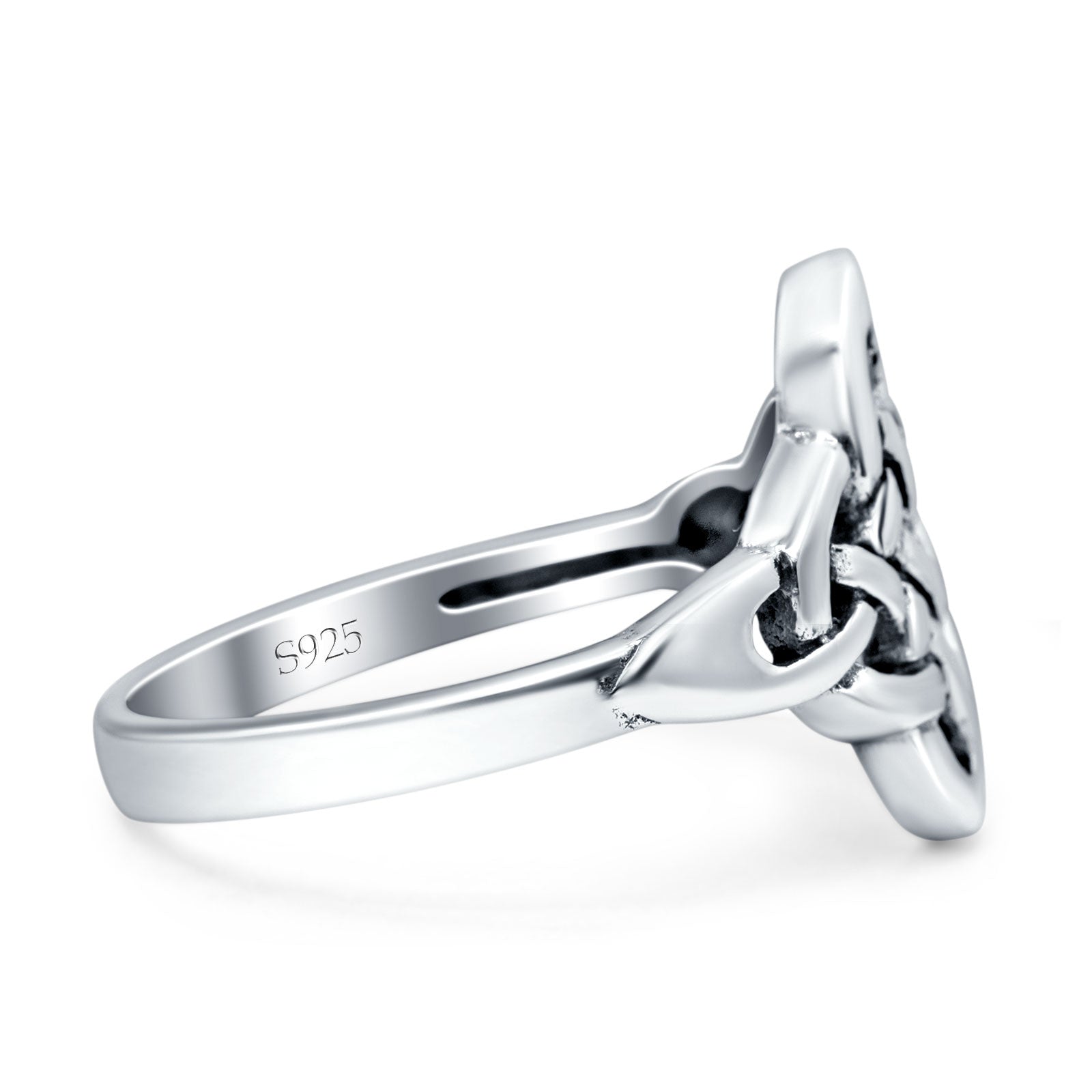 Celtic Ring Oxidized Band Solid 925 Sterling Silver Thumb Ring (14mm)