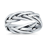 Celtic Oxidized Band Solid 925 Sterling Silver Thumb Ring (6mm)