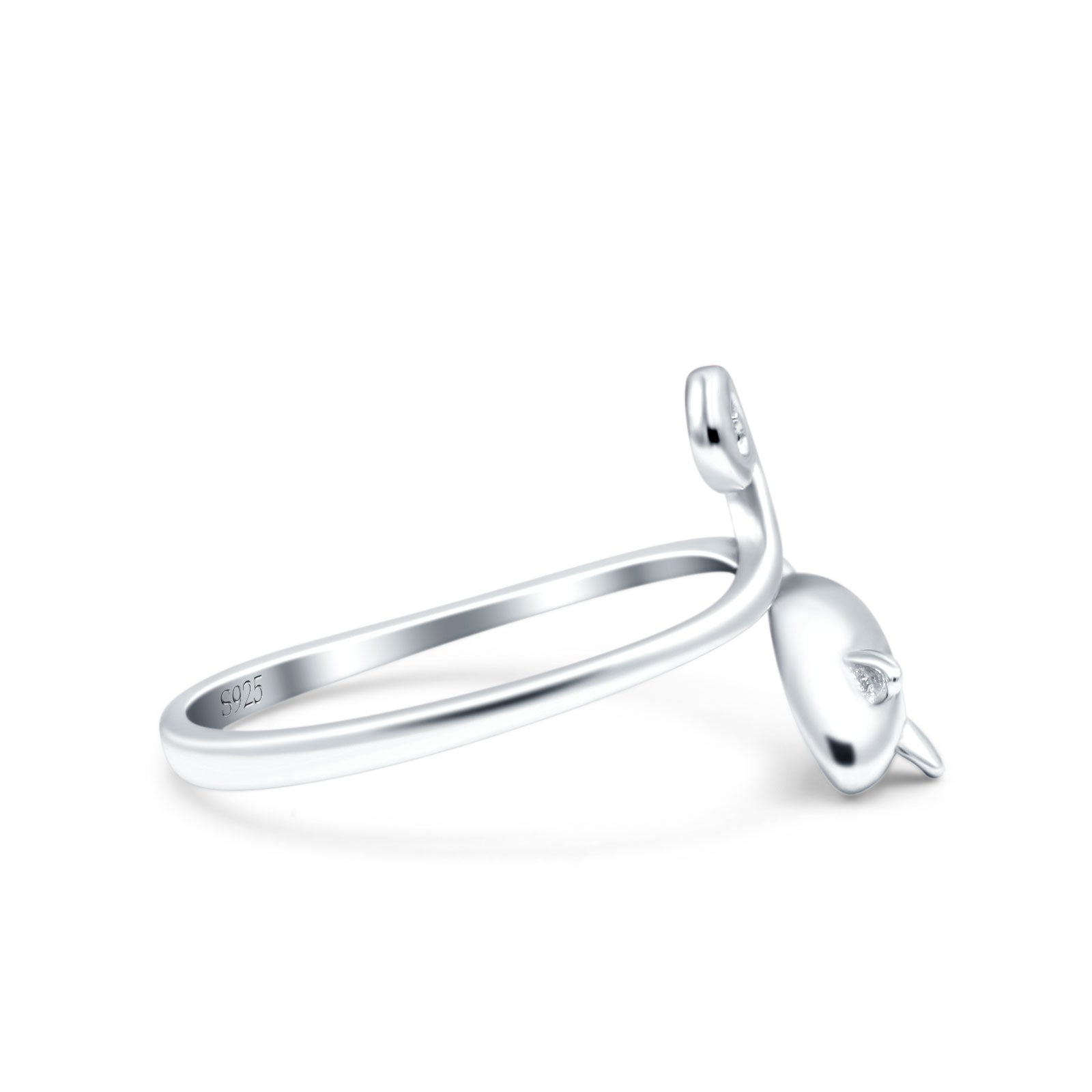 Mouse Rhodium Plated Band Solid 925 Sterling Silver Thumb Ring (12mm)