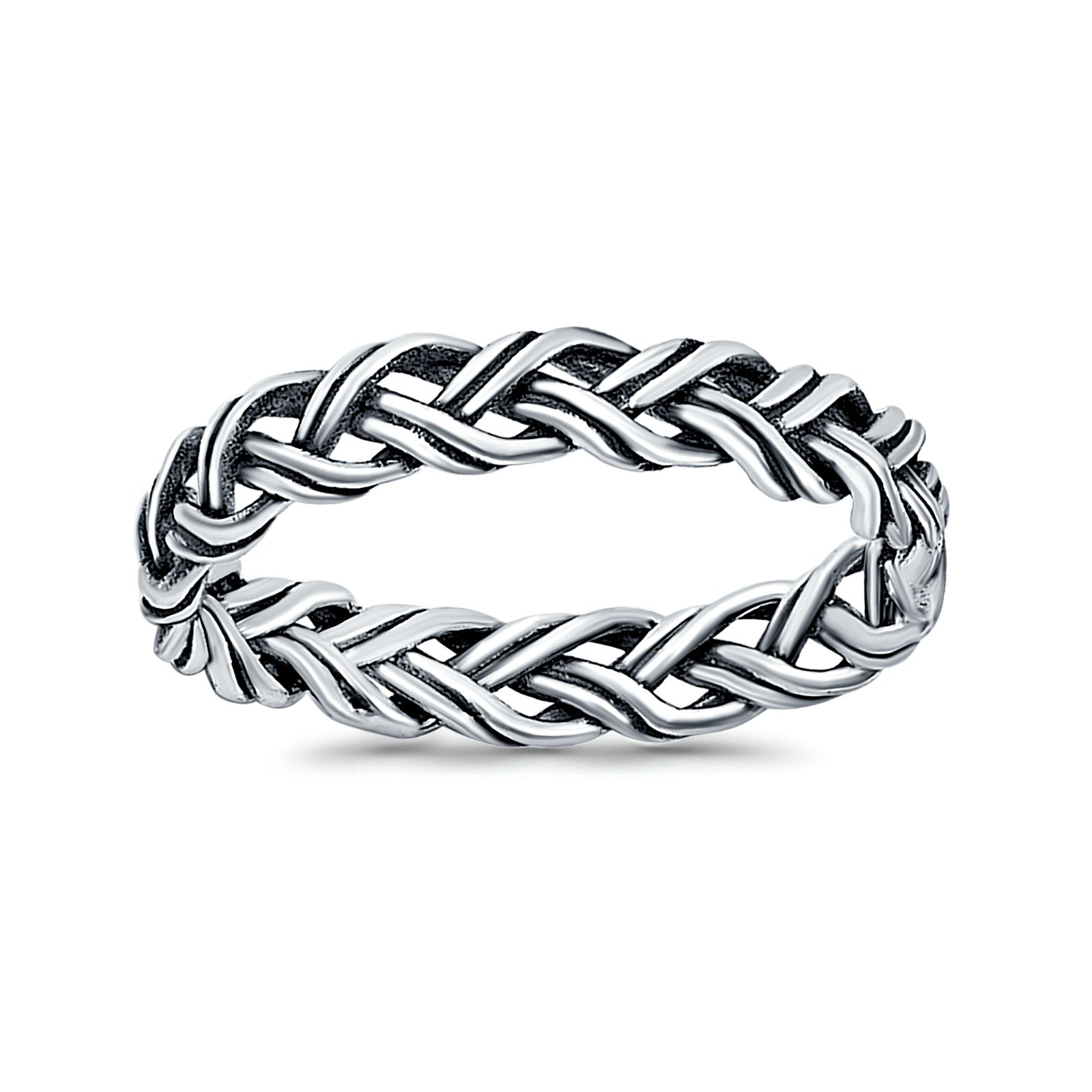 Crisscross Infinity Braid Ring Oxidized Band Solid 925 Sterling Silver Thumb Ring (4mm)