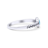 Petite Dainty Thumb Ring Round Statement Fashion Ring Lab Created Blue Opal Oxidized 925 Sterling Silver