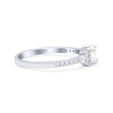 Petite Dainty Thumb Ring Round Lab Created White Opal Statement Fashion Ring Solid 925 Sterling Silver