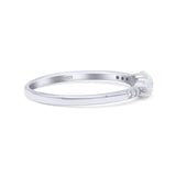 Petite Dainty Three Stone Thumb Ring Round Statement Fashion Ring Lab Created White Opal 925 Sterling Silver