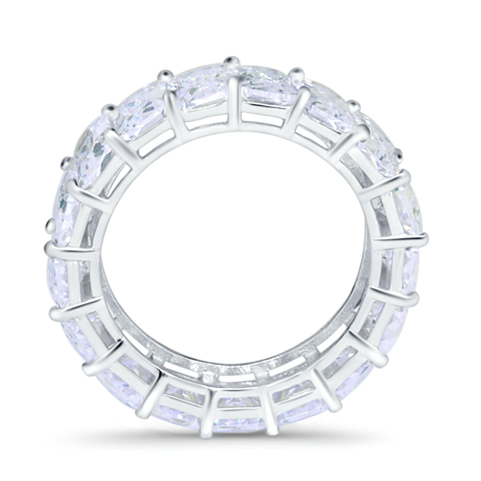 Stackable Emerald Cut Full Eternity Wedding Engagement Band Ring Simulated CZ 925 Sterling Silver