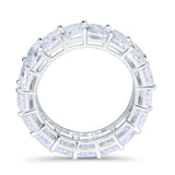 Stackable Emerald Cut Full Eternity Wedding Engagement Band Ring Simulated CZ 925 Sterling Silver