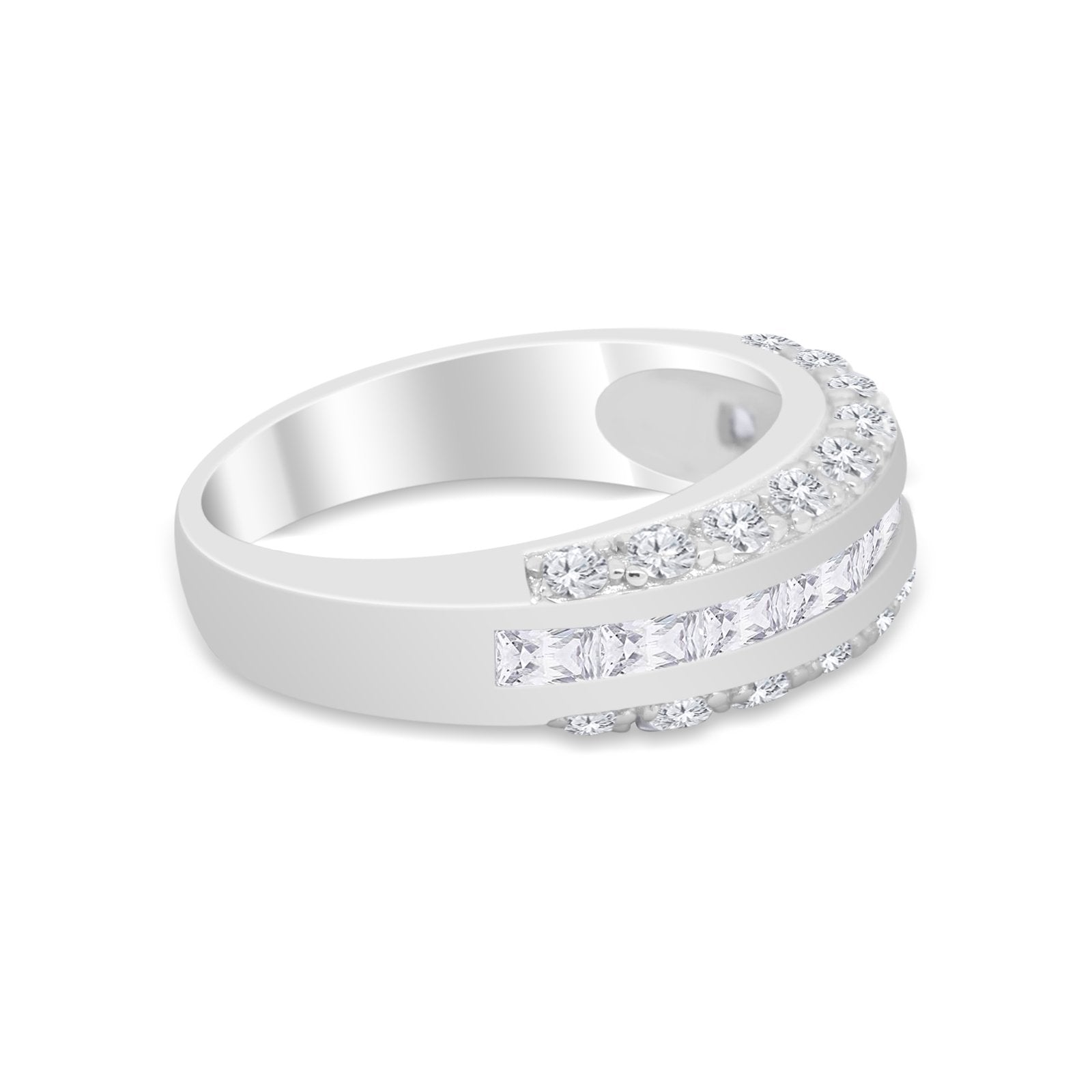 Half Eternity Wedding Band Ring Simulated Cubic Zirconia 925 Sterling Silver