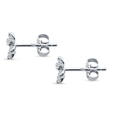 Minimalist Flower Diamond Stud Earrings 14K White Gold 0.25ct Wholesale