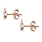 Diamond Paw Print Stud Earrings- Rose Gold