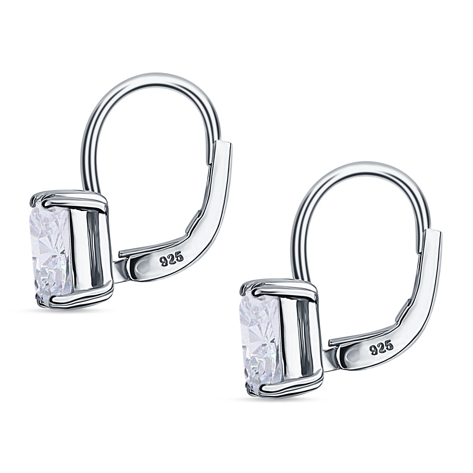 Cushion Leverback Earrings Cubic Zirconia 925 Sterling Silver Wholesale