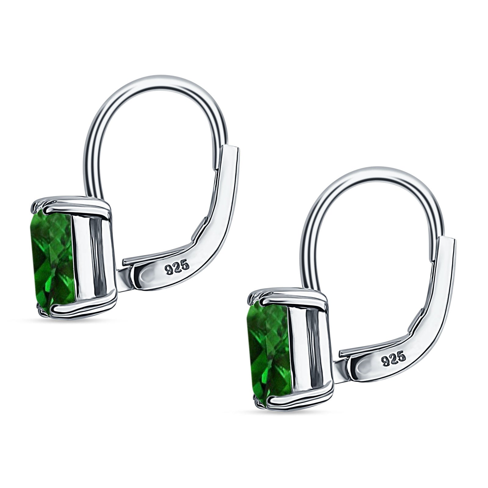 Cushion Leverback Earrings Simulated Green Emerald 925 Sterling Silver Wholesale