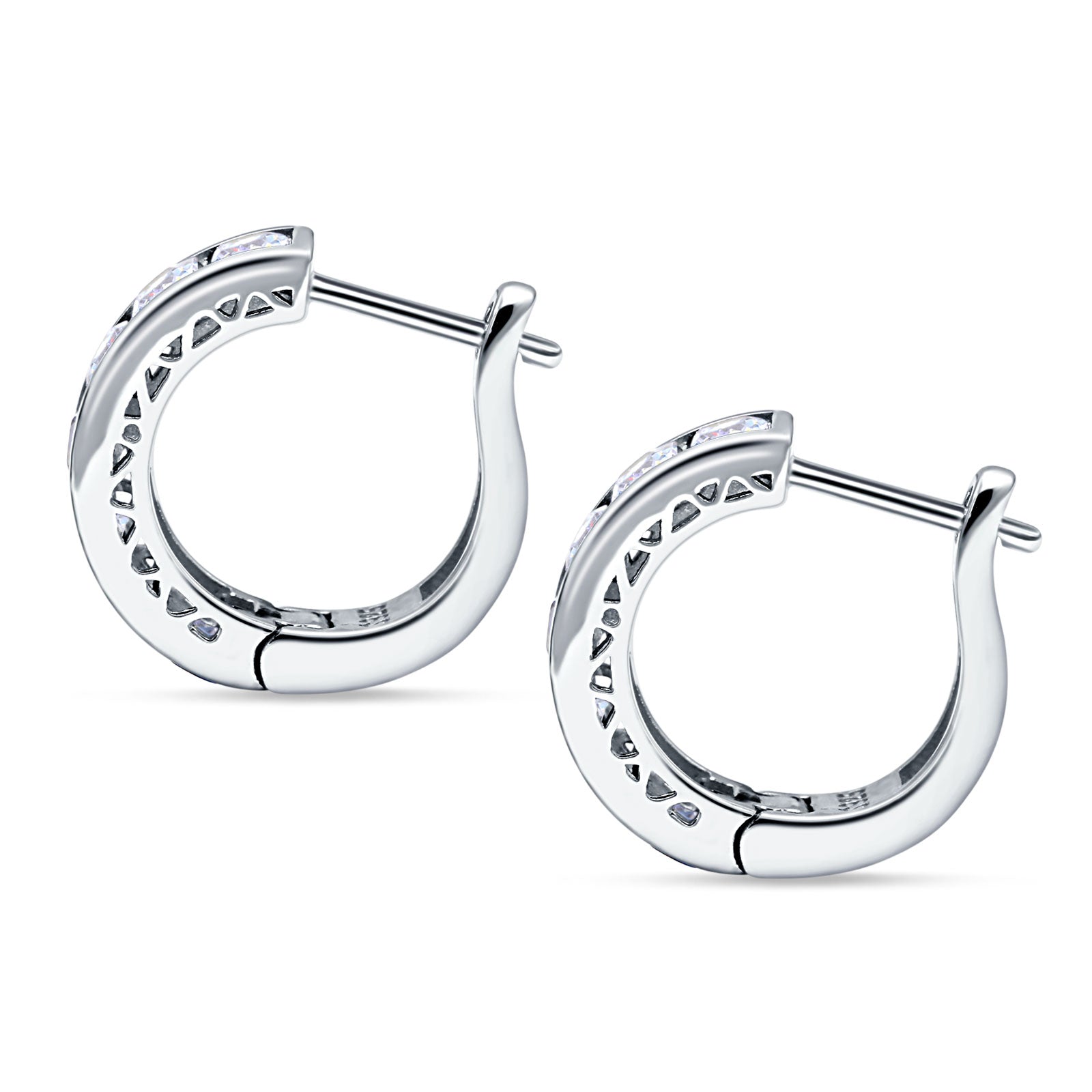 Minimalist Princess Huggie Hoop Earrings Cubic Zirconia 925 Sterling Silver Wholesale
