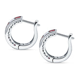 Minimalist Princess Huggie Hoop Earrings Simulated Ruby 925 Sterling Silver Wholesale