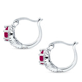 Halo Round Huggie Hoop Earrings Simulated Ruby 925 Sterling Silver Wholesale