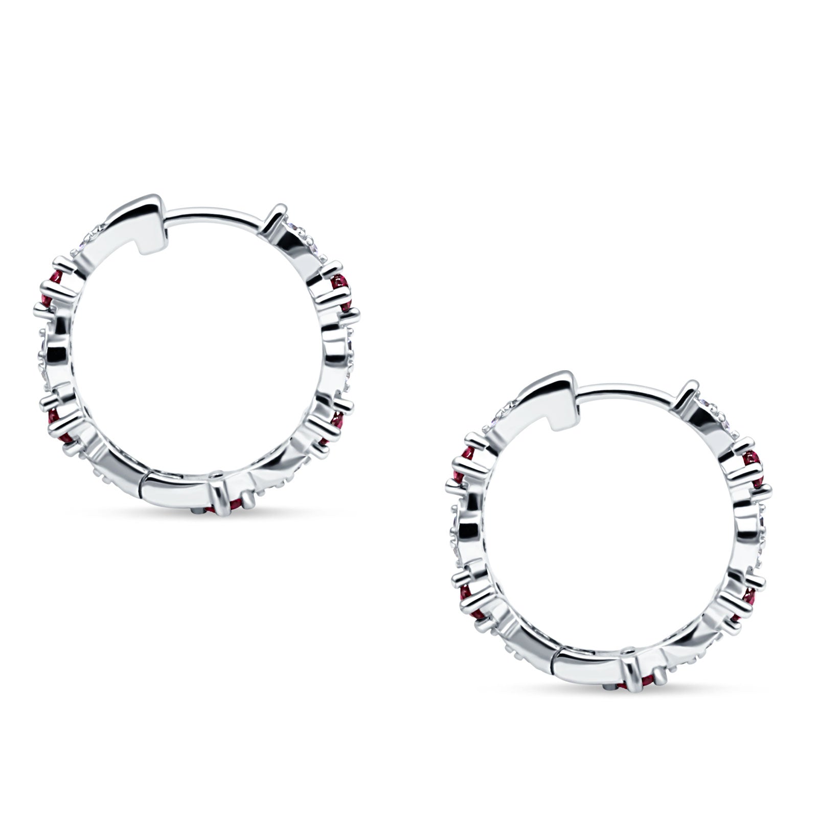 Huggie Hoop Earrings Simulated Ruby 925 Sterling Silver Wholesale