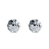 Half Ball Design Diamond Cut Stud Earrings 925 Sterling Silver (10mm)