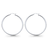 White Gold 14K 3mm Plain Snap Closure Hoop Earrings Wholesale