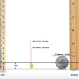 14K Yellow Gold Leaf Post Stud Earring 13mm