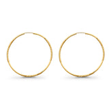 14K Yellow Gold Diamond Cut 2mm Snap Endless Closure Hoop Earrings Wholesale