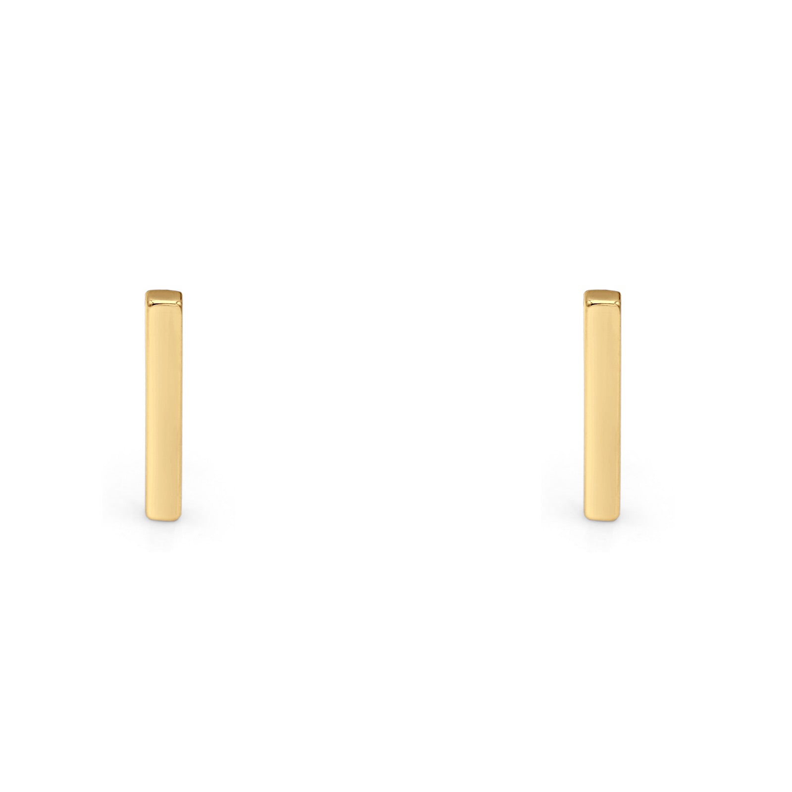 14K Yellow Gold Solid Bar Studs Earring Best Birthday Or Anniversary Gift