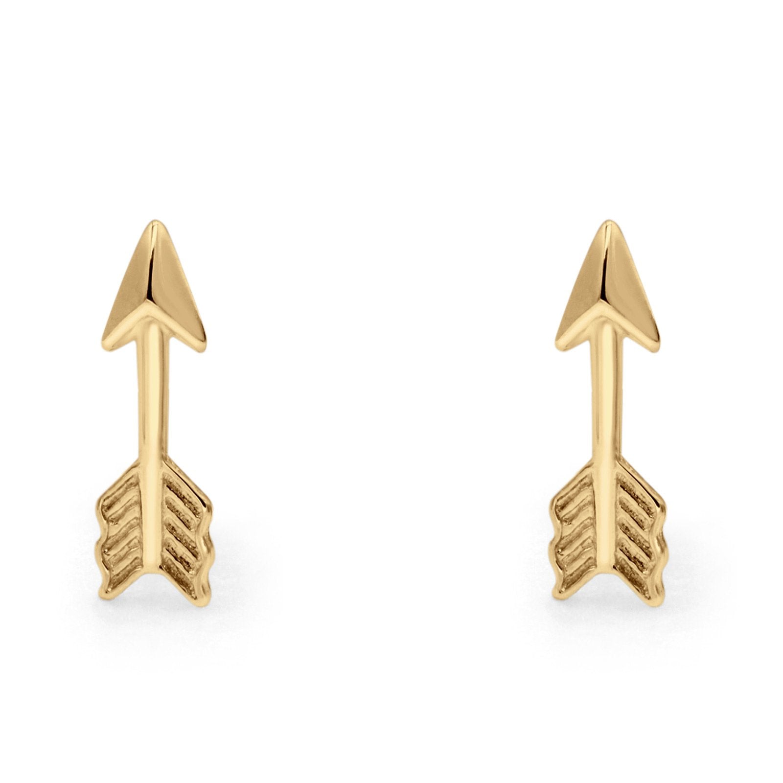 14K Yellow Gold Solid Petite Arrow Love Studs Earring Best Birthday Or Anniversary Gift