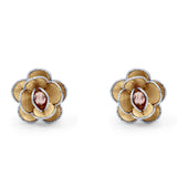 14K Gold Two Tone Flower Love Knot Hypoallergenic for Sensitive Ears Huggie Post Studs Earring