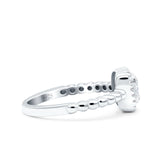 Art Deco Square Halo Wedding Bridal Ring Simulated Cubic Zirconia 925 Sterling Silver (8mm)