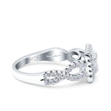 Halo Art Deco Ring Square Wedding Infinity Band Pave Simulated Cubic Zirconia 925 Sterling Silver (10mm)