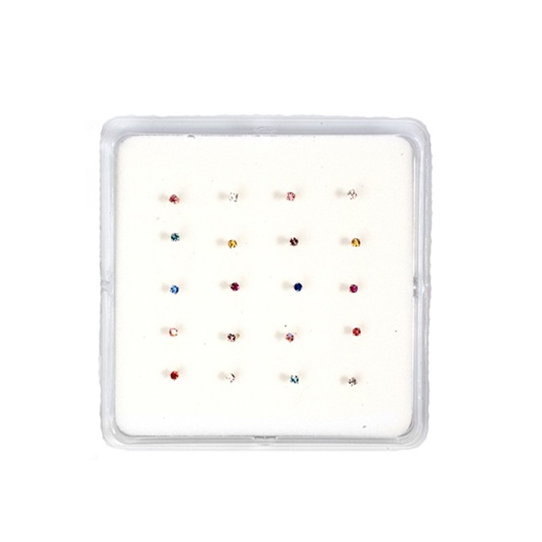 Assorted Color Nose Stud 925 Sterling Silver 1.5mm-(20 Nose Studs in a Box)
