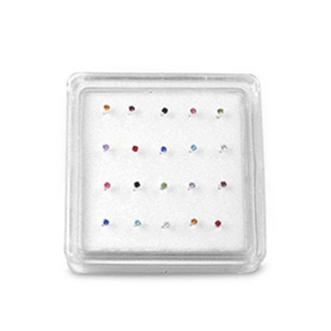 Assorted Color Nose Stud 925 Sterling Silver 1.8mm-(20 Nose Studs in a Box)