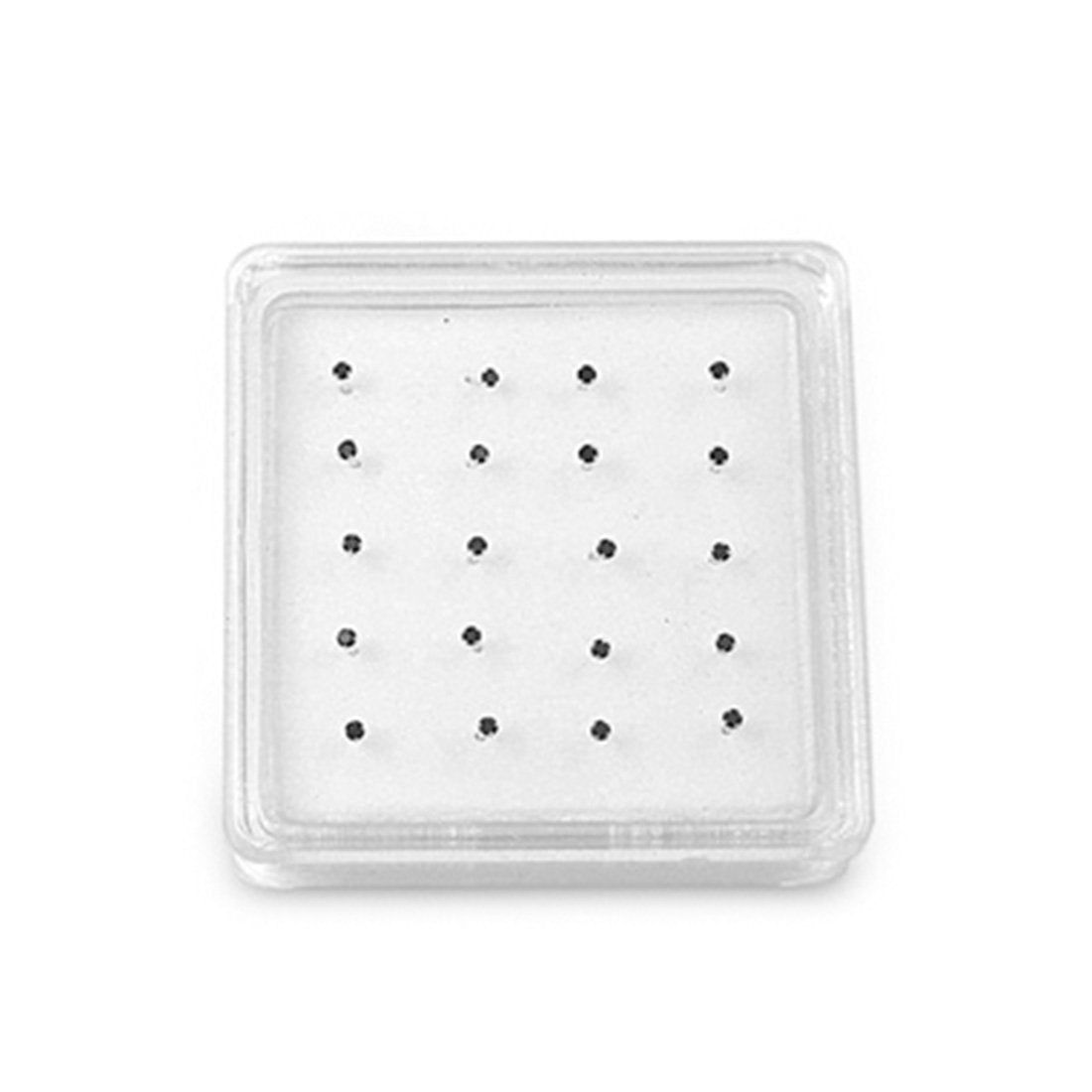 Nose Stud Simulated Black Cubic Zirconia 925 Sterling Silver-1.8mm(20 Nose Studs in a Box)