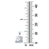 Cat Pendant Round Micro Pave Simulated Cubic Zirconia 925 Sterling Silver (12mm)