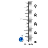 Round Simulated Blue Topaz CZ Charm Pendant 925 Sterling Silver (8mm)