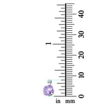 Round Simulated Lavender CZ Charm Pendant 925 Sterling Silver (8mm)