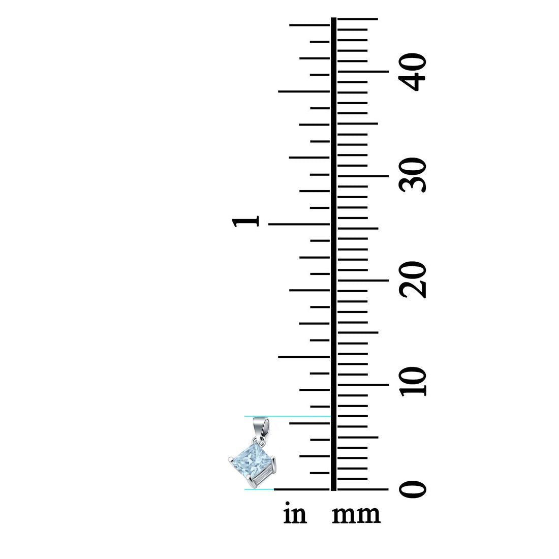 Solitaire Pendant for Necklace Simulated Aquamarine Cubic Zirconia 925 Sterling Silver