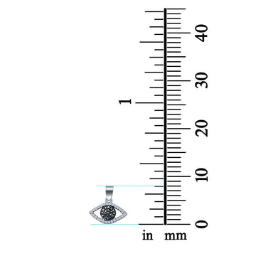 Eye Charm Pendant Simulated Cubic Zirconia & Black CZ 925 Sterling Silver (8mm)