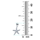 Simulated Cubic Zirconia Starfish Charm Pendant 925 Sterling Silver (16mm)