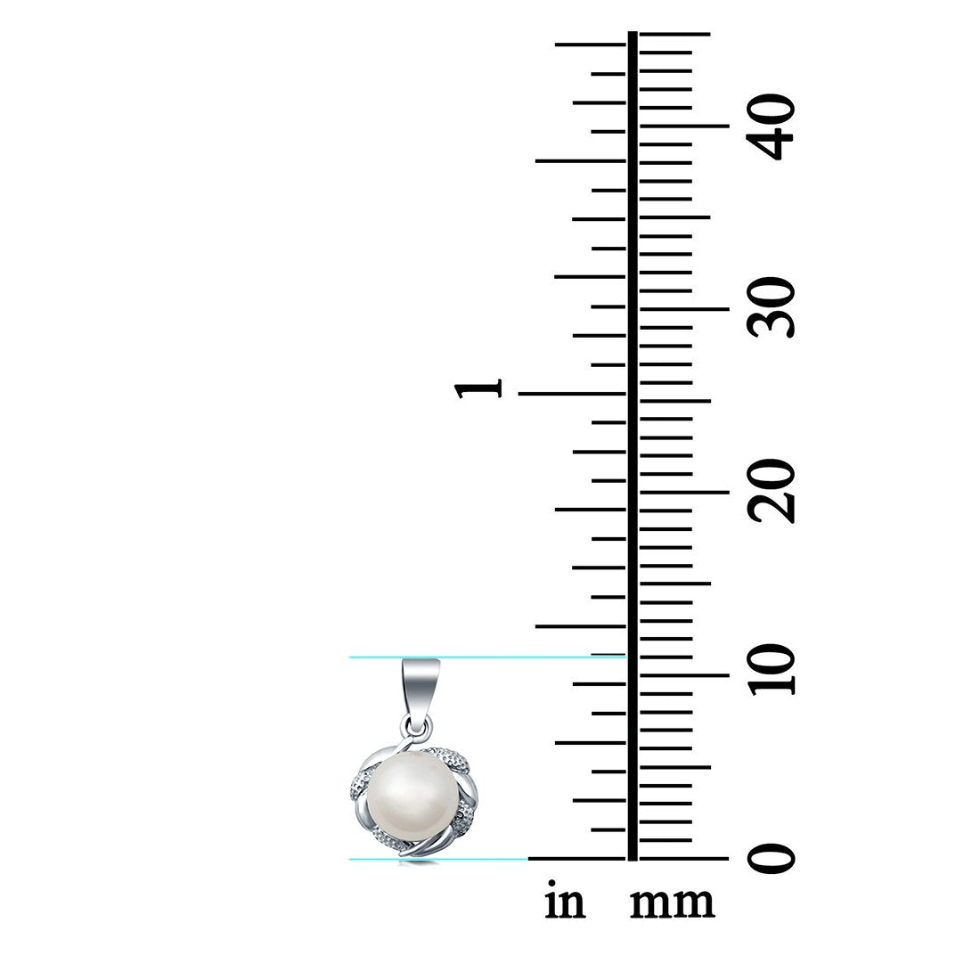 Charm Pendant Pearl Round 925 Sterling Silver (11mm)