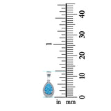Pear Lab Created Blue Opal Simulated CZ 925 Sterling Silver Charm Pendant