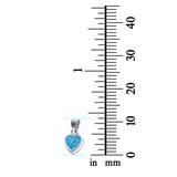 Solitaire Heart Pendant Charm Lab Created Blue Opal 925 Sterling Silver