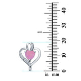 Heart Charm Pendant Lab Created Pink Opal & Simulated CZ 925 Sterling Silver