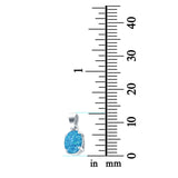 Oval Lab Created Blue Opal Pendant Charm 925 Sterling Silver