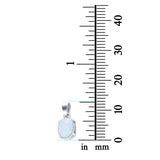 Oval Lab Created White Opal Pendant Charm 925 Sterling Silver